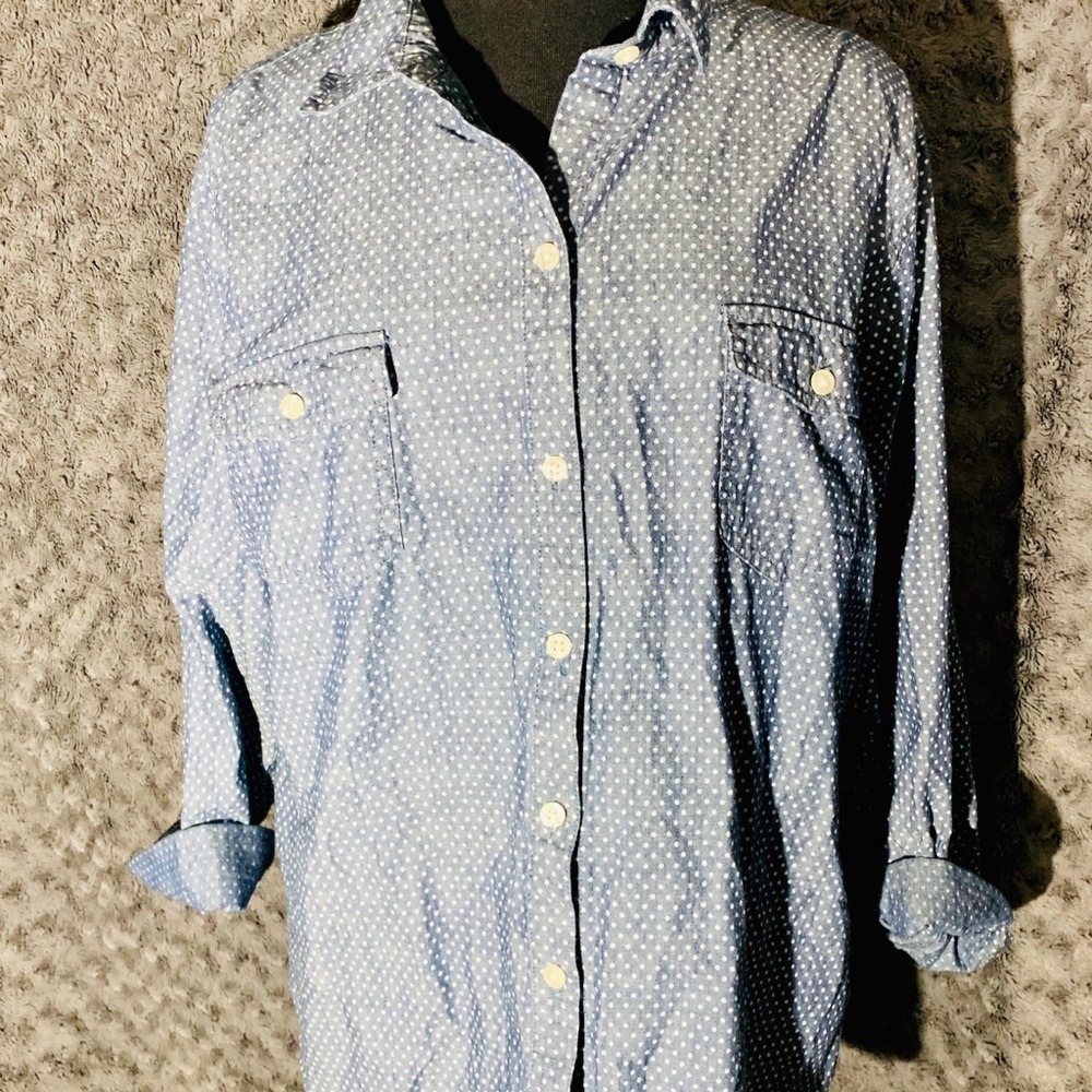 Cute denim polka dot button up top/ cardigan